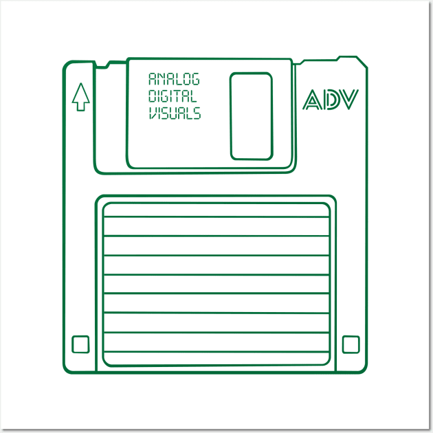 Floppy Disk (Cadmium Green Lines) Analog / Computer Wall Art by Analog Digital Visuals